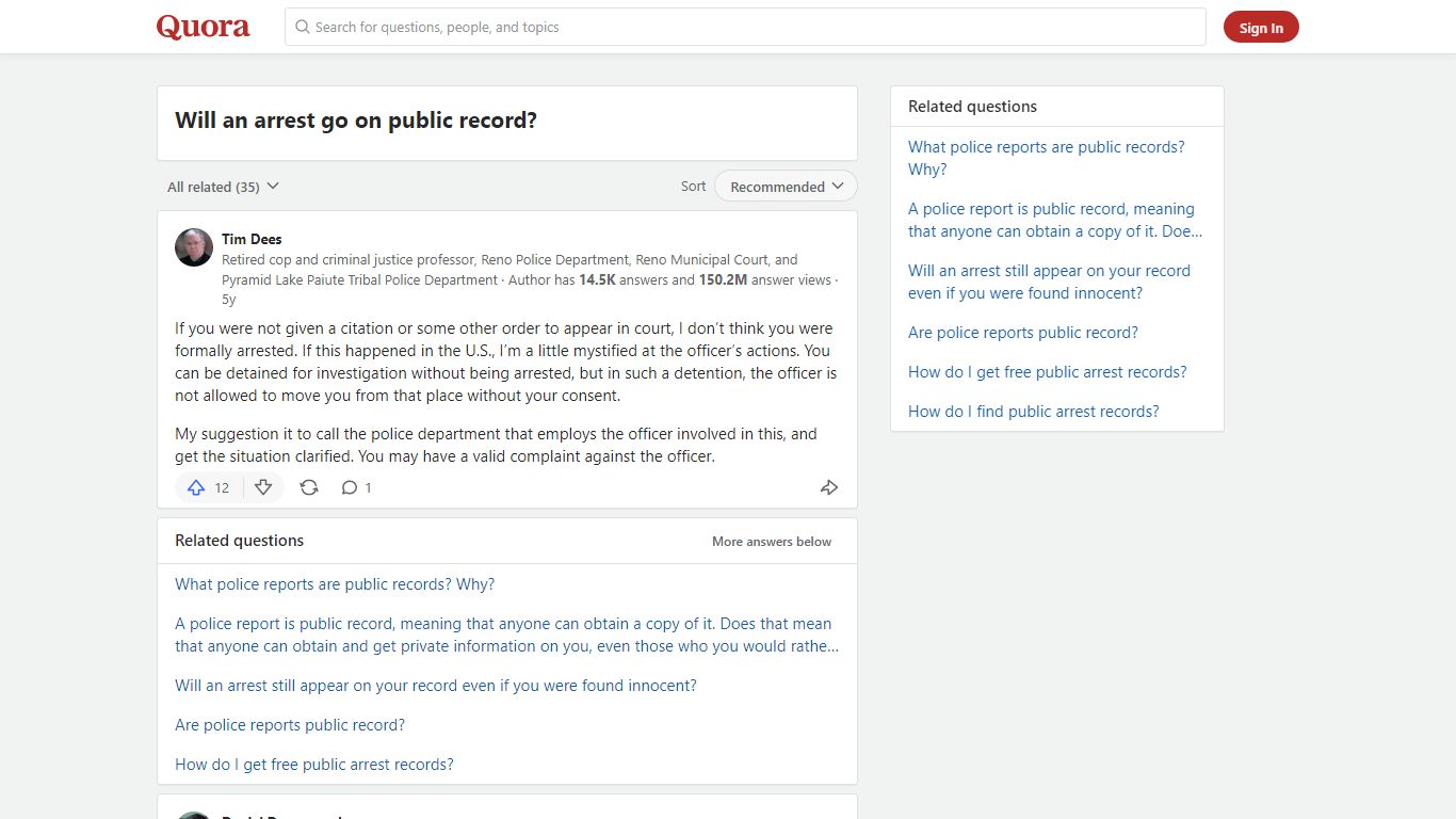 Will an arrest go on public record? - Quora